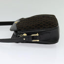 CELINE Macadam Canvas Shoulder Bag Suede Black Gold Auth 125764-4