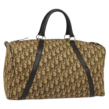 Christian Dior Trotter Canvas Boston Bag Brown Gold Auth 125766