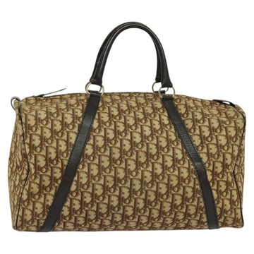 Christian Dior Trotter Canvas Boston Bag Brown Gold Auth 125766 - 0