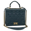 CHANEL Matelasse Chain Shoulder Bag Leather 2way Green Gold CC Auth 125767-1