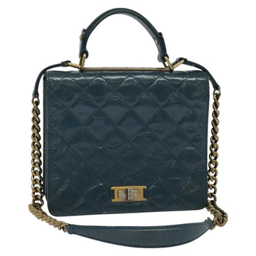 CHANEL Matelasse Chain Shoulder Bag Leather 2way Green Gold CC Auth 125767