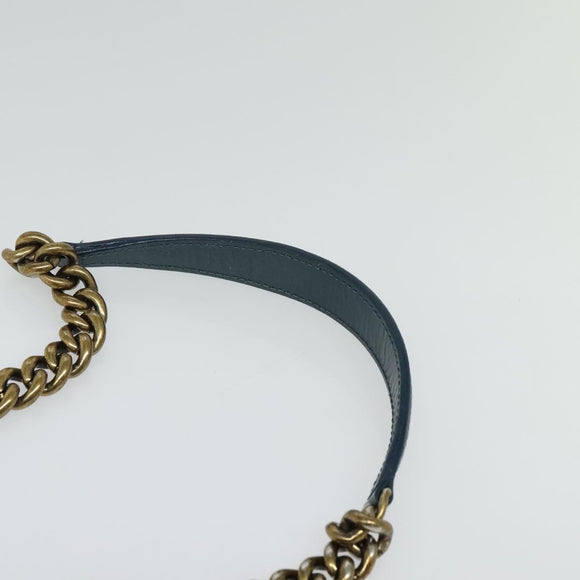 CHANEL Matelasse Chain Shoulder Bag Leather 2way Green Gold CC Auth 125767