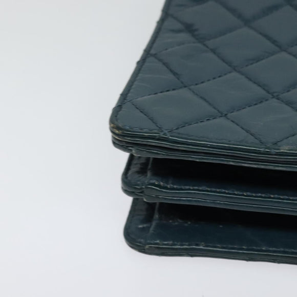 CHANEL Matelasse Chain Shoulder Bag Leather 2way Green Gold CC Auth 125767