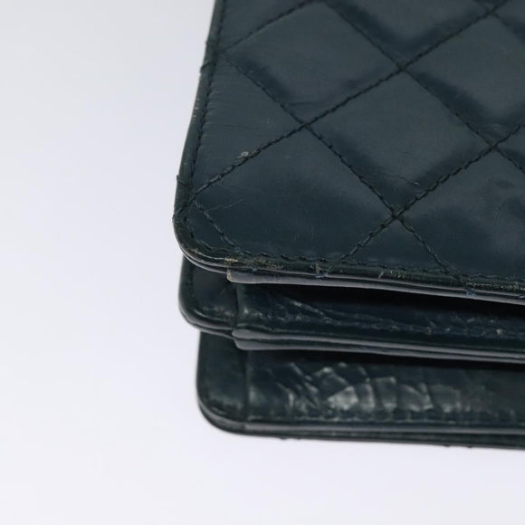 CHANEL Matelasse Chain Shoulder Bag Leather 2way Green Gold CC Auth 125767