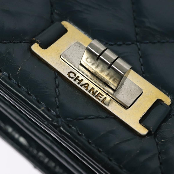 CHANEL Matelasse Chain Shoulder Bag Leather 2way Green Gold CC Auth 125767