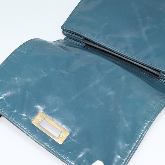 CHANEL Matelasse Chain Shoulder Bag Leather 2way Green Gold CC Auth 125767