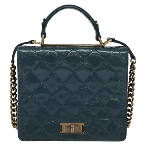 CHANEL Matelasse Chain Shoulder Bag Leather 2way Green Gold CC Auth 125767