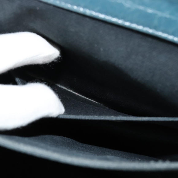 CHANEL Matelasse Chain Shoulder Bag Leather 2way Green Gold CC Auth 125767