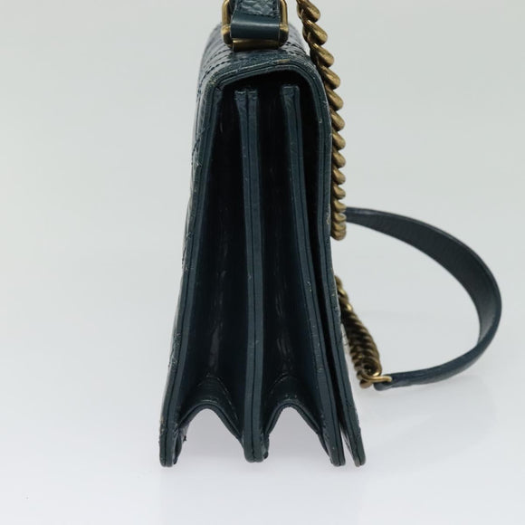 CHANEL Matelasse Chain Shoulder Bag Leather 2way Green Gold CC Auth 125767