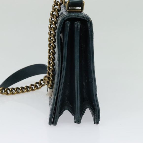 CHANEL Matelasse Chain Shoulder Bag Leather 2way Green Gold CC Auth 125767