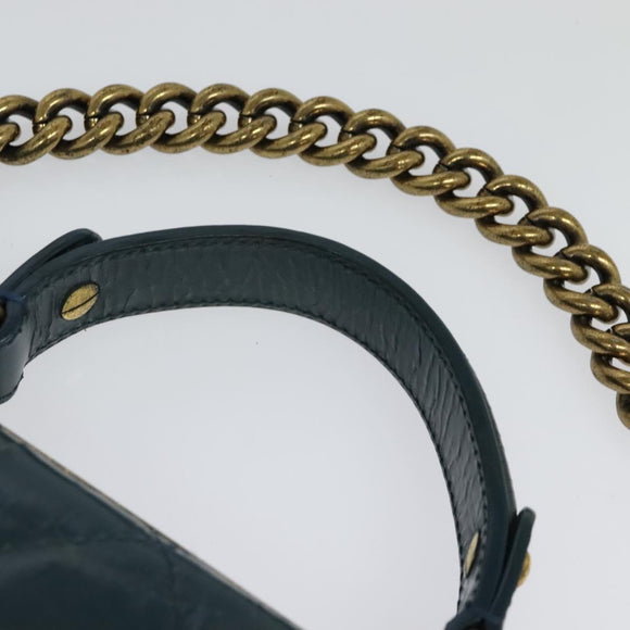 CHANEL Matelasse Chain Shoulder Bag Leather 2way Green Gold CC Auth 125767