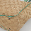 GUCCI GG Canvas Tote Bag Beige Green Silver 113017 Auth 125798-9