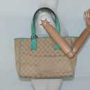 GUCCI GG Canvas Tote Bag Beige Green Silver 113017 Auth 125798-20