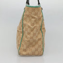 GUCCI GG Canvas Tote Bag Beige Green Silver 113017 Auth 125798-4