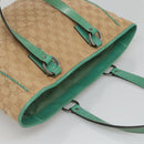 GUCCI GG Canvas Tote Bag Beige Green Silver 113017 Auth 125798-6