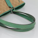 GUCCI GG Canvas Tote Bag Beige Green Silver 113017 Auth 125798-7