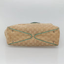 GUCCI GG Canvas Tote Bag Beige Green Silver 113017 Auth 125798-5