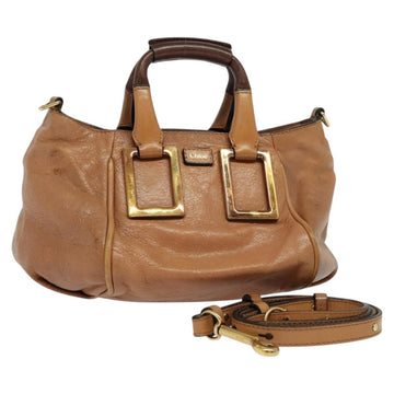 Chloe Etel Hand Bag Leather 2way Brown Gold Auth 125800