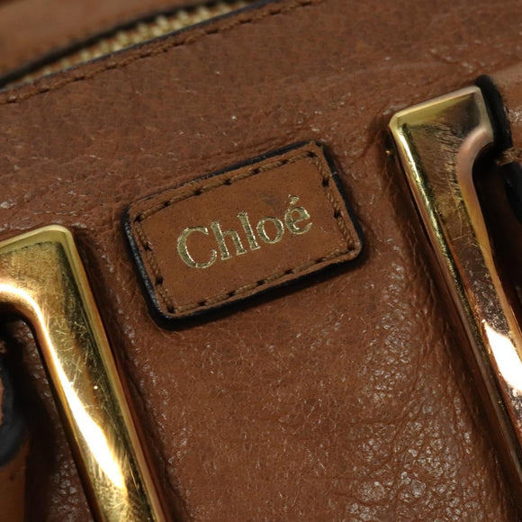 Chloe Etel Hand Bag Leather 2way Brown Gold Auth 125800