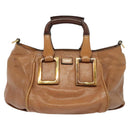Chloe Etel Hand Bag Leather 2way Brown Gold Auth 125800-2