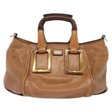 Chloe Etel Hand Bag Leather 2way Brown Gold Auth 125800 - 0