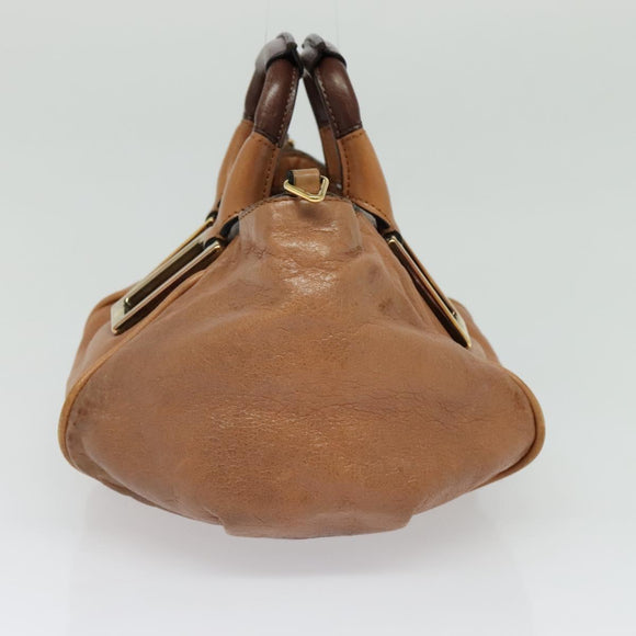 Chloe Etel Hand Bag Leather 2way Brown Gold Auth 125800