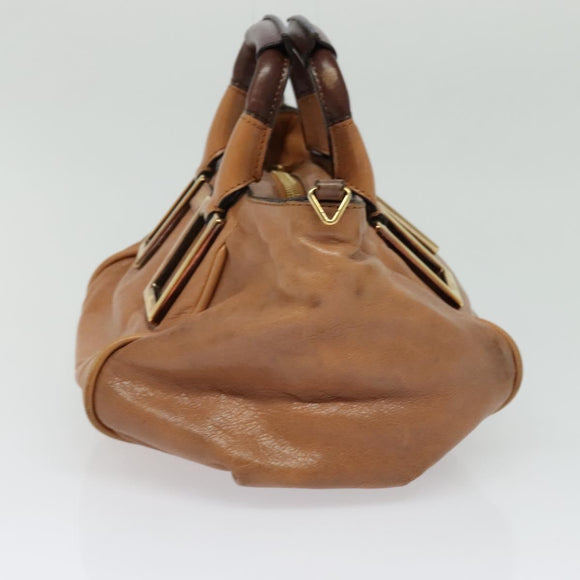 Chloe Etel Hand Bag Leather 2way Brown Gold Auth 125800