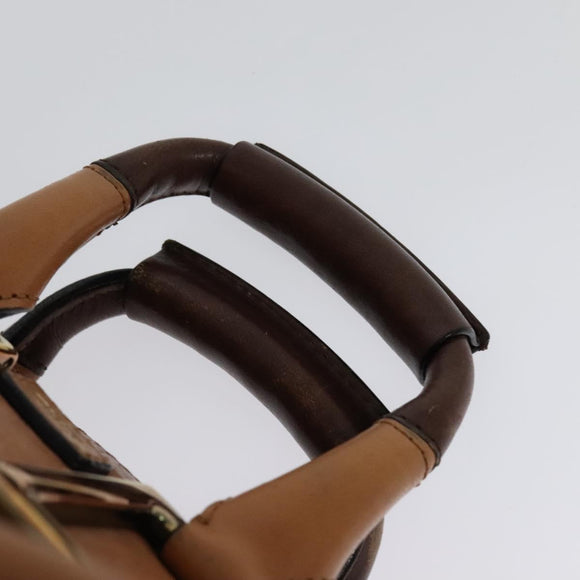 Chloe Etel Hand Bag Leather 2way Brown Gold Auth 125800