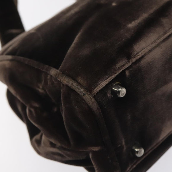 PRADA Hand Bag Velor Brown Auth 125801
