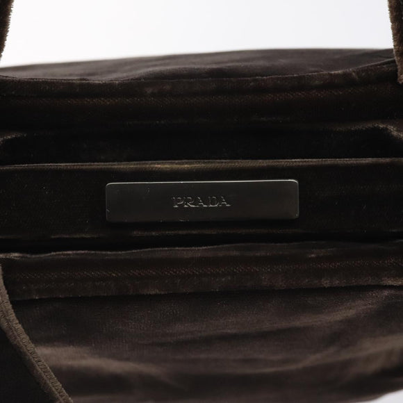 PRADA Hand Bag Velor Brown Auth 125801