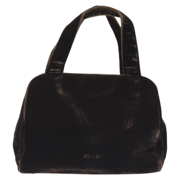 PRADA Hand Bag Velor Brown Auth 125801