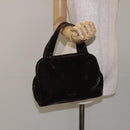 PRADA Hand Bag Velor Brown Auth 125801-21