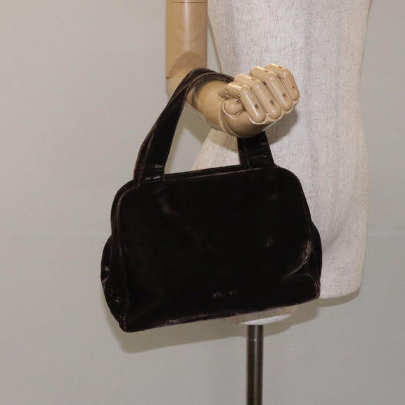 PRADA Hand Bag Velor Brown Auth 125801