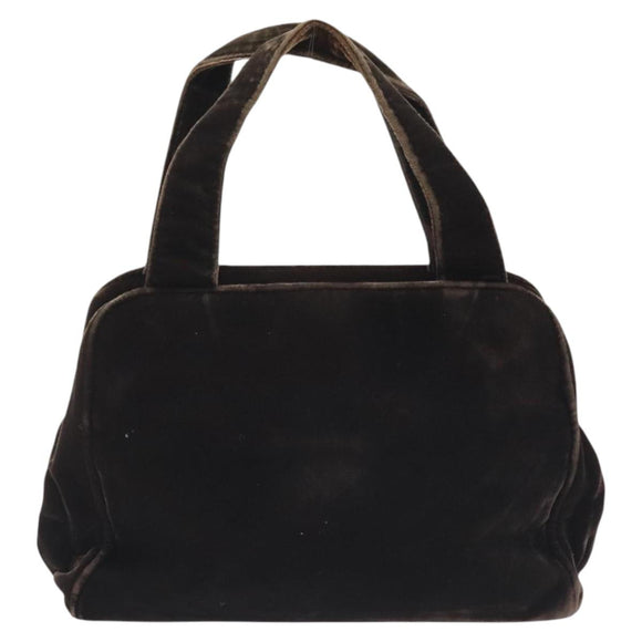 PRADA Hand Bag Velor Brown Auth 125801