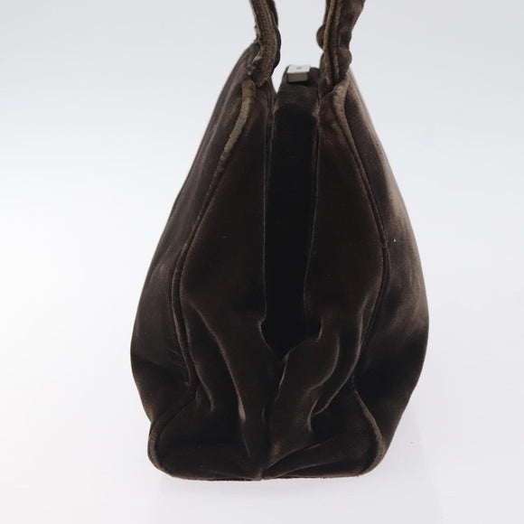 PRADA Hand Bag Velor Brown Auth 125801