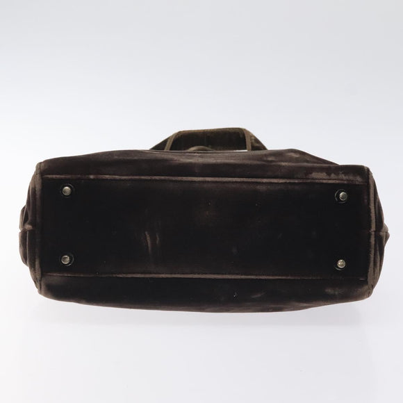 PRADA Hand Bag Velor Brown Auth 125801
