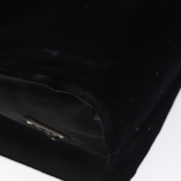 PRADA Hand Bag Velor Black Auth 125802