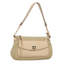 Salvatore Ferragamo Gancini Shoulder Bag Suede Beige Silver Auth 125811-1