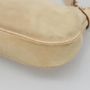 Salvatore Ferragamo Gancini Shoulder Bag Suede Beige Silver Auth 125811-16