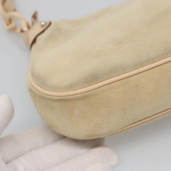 Salvatore Ferragamo Gancini Shoulder Bag Suede Beige Silver Auth 125811