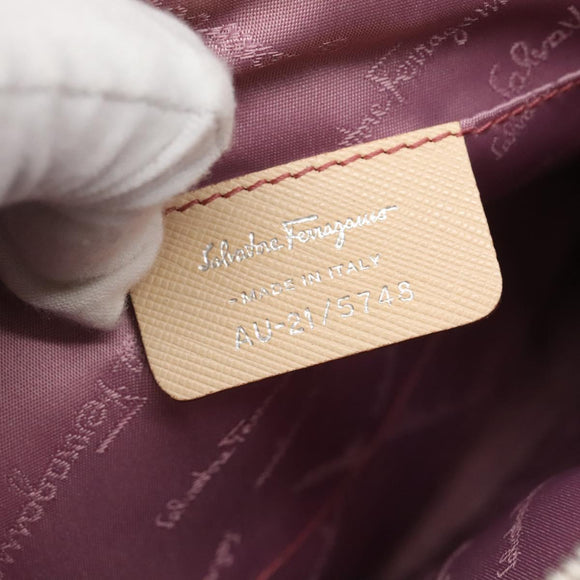 Salvatore Ferragamo Gancini Shoulder Bag Suede Beige Silver Auth 125811