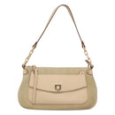 Salvatore Ferragamo Gancini Shoulder Bag Suede Beige Silver Auth 125811-13
