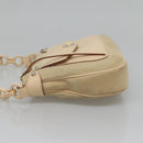 Salvatore Ferragamo Gancini Shoulder Bag Suede Beige Silver Auth 125811-3