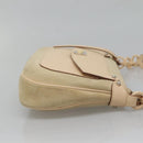 Salvatore Ferragamo Gancini Shoulder Bag Suede Beige Silver Auth 125811-4
