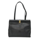 Salvatore Ferragamo Tote Bag Leather Black Gold Auth 125813-13
