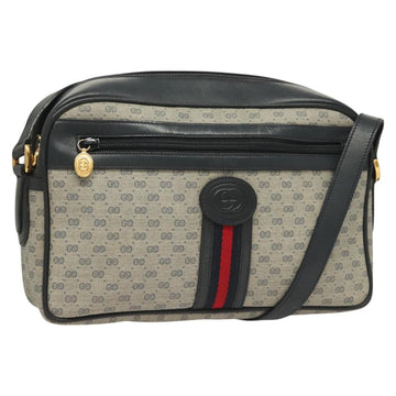 GUCCI Micro GG Supreme Sherry Line Clutch Bag PVC Navy Gold Auth 125818