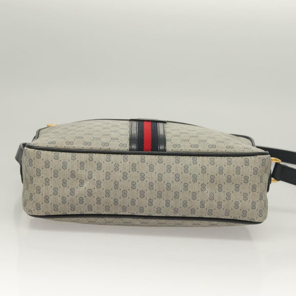 GUCCI Micro GG Supreme Sherry Line Clutch Bag PVC Navy Gold Auth 125818