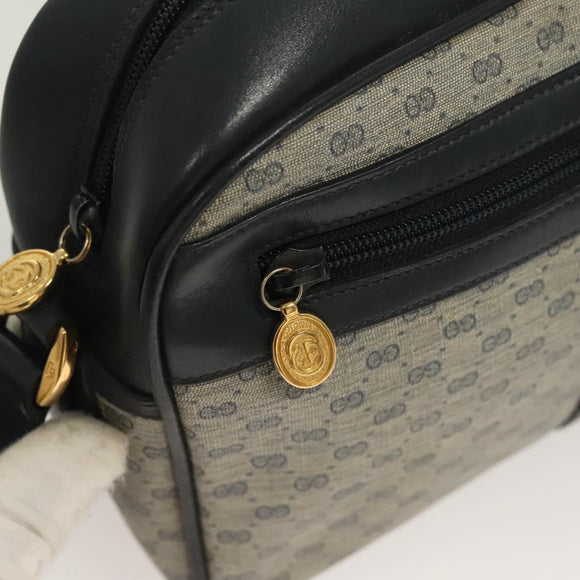 GUCCI Micro GG Supreme Sherry Line Clutch Bag PVC Navy Gold Auth 125818