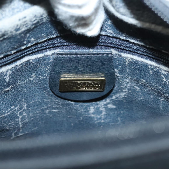 GUCCI Micro GG Supreme Sherry Line Clutch Bag PVC Navy Gold Auth 125818