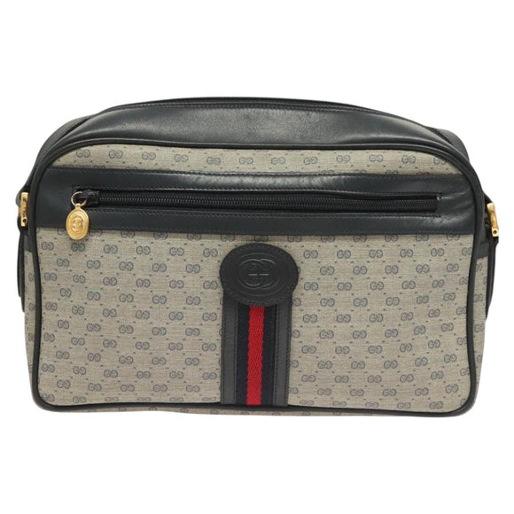 GUCCI Micro GG Supreme Sherry Line Clutch Bag PVC Navy Gold Auth 125818